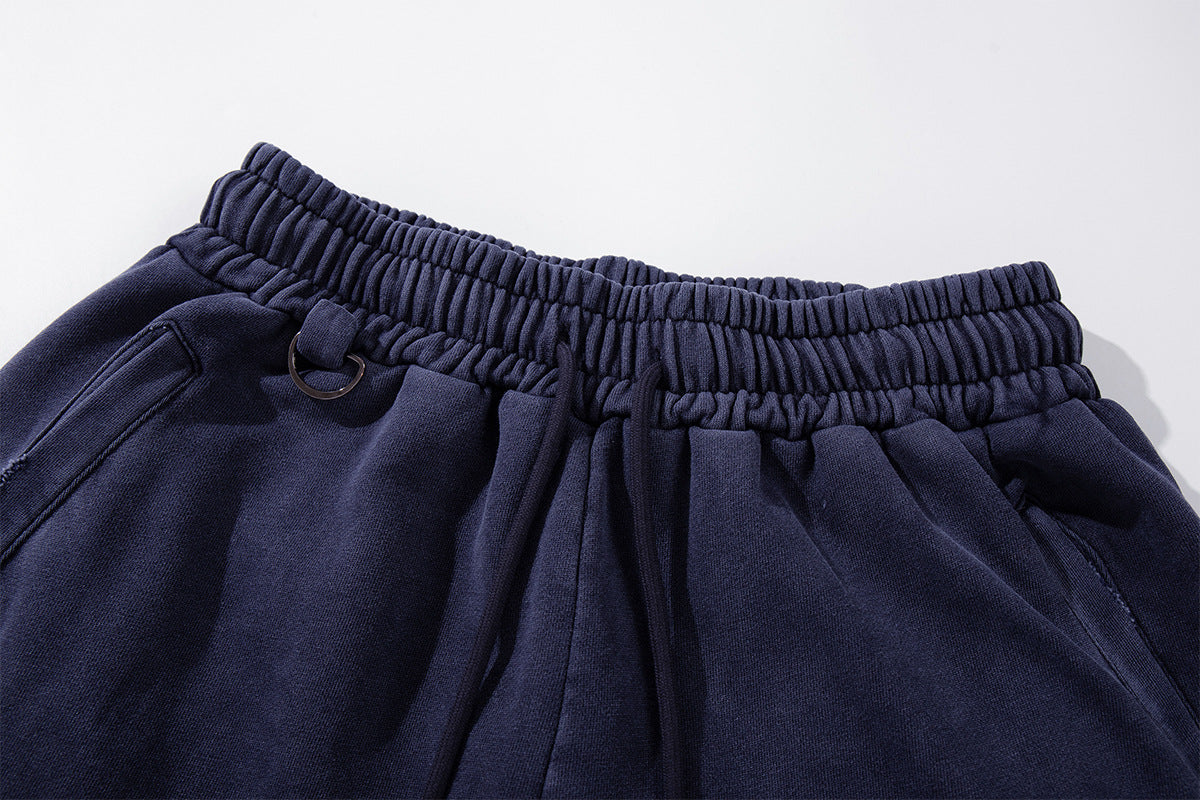 Wide-Leg Acid Wash Sweatpants – Vintage Graphic Print, Navy