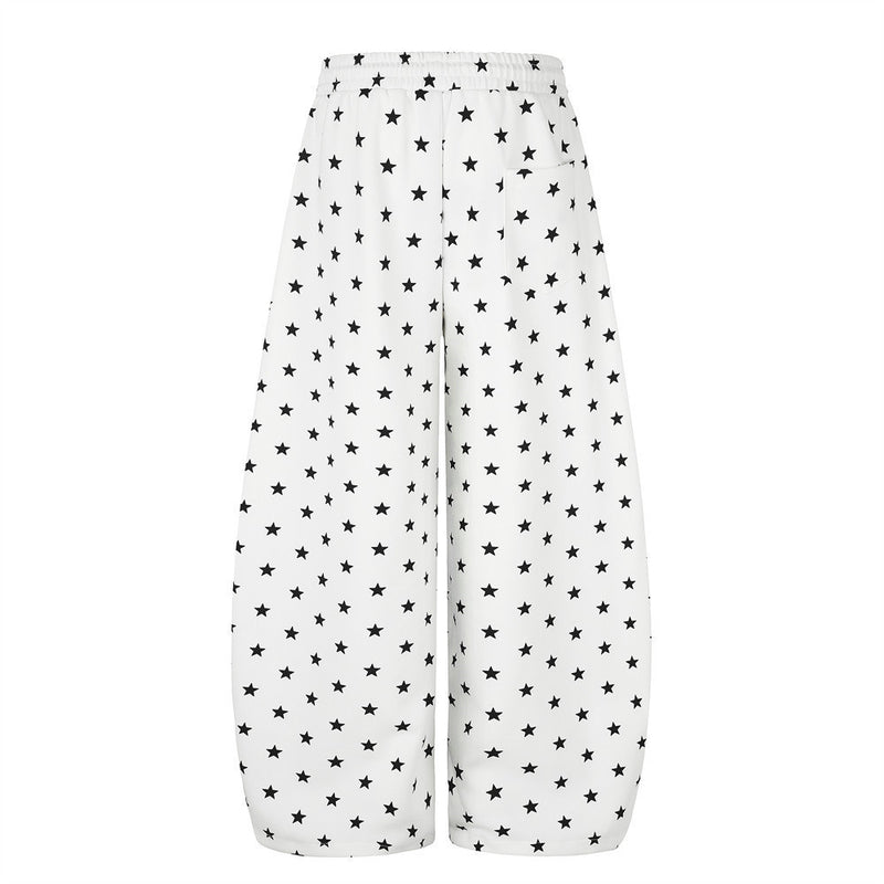 Wide-Leg Star & Letter Print Pants – Men's Hip-Hop Streetwear Baggy Fit