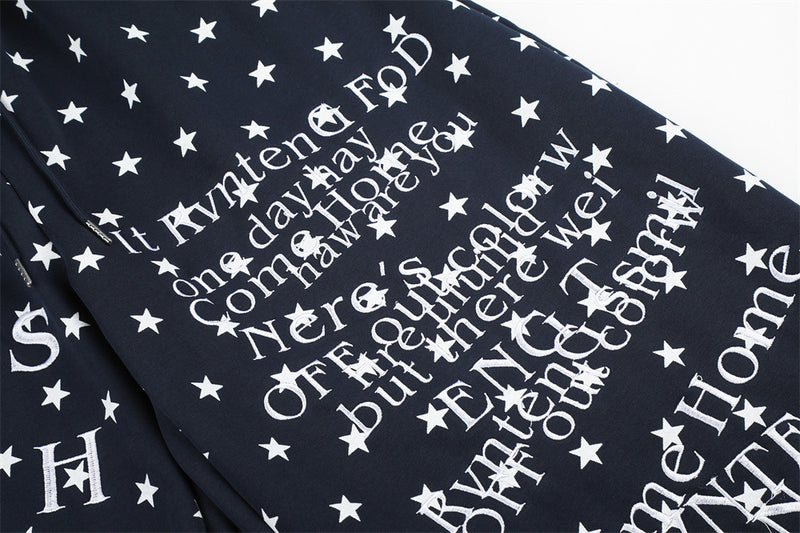 Wide-Leg Star & Letter Print Pants – Men's Hip-Hop Streetwear Baggy Fit