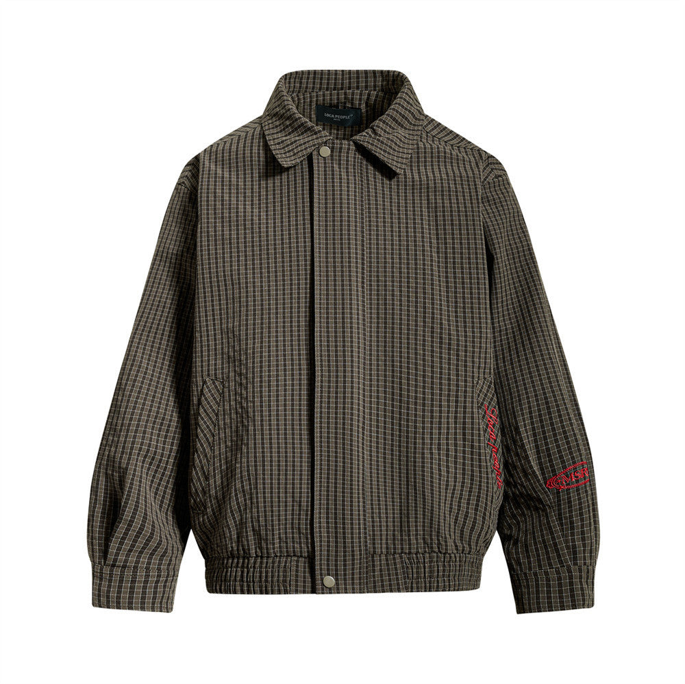Mens Plaid Suit Jacket Oversized Harrington Streetwear Coat