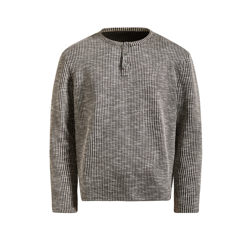 Men's Ribbed Henley Long Sleeve Tee – Vintage Old Money Style