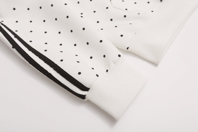 Punktierter Zip-Hoodie mit Street-Grafikprint und seitlichen Streifendetails