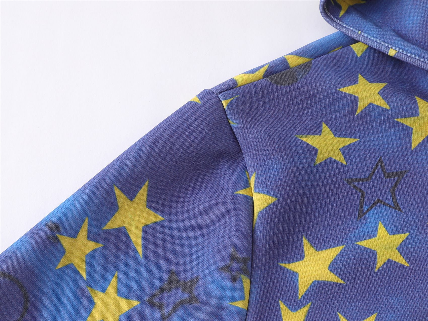 Thick Zip-Up Hoodie Allover Star Print with Embroidered Script Logo