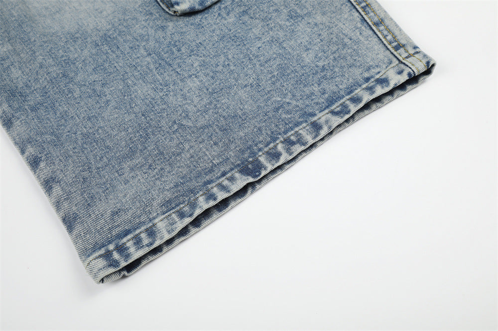 Baggy Cargo Jeans Men – Wide Leg Multi-Pocket Washed Denim