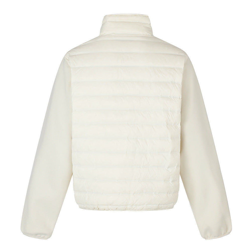 Men's Asymmetric Stand Collar Quilted Down Jacket – Diagonal Placket Puffer Coat