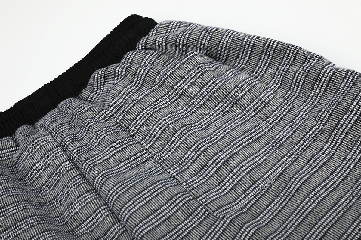 Wide-Leg Striped Sweatpants with Star Embroidery – Relaxed Fit Knit Pants