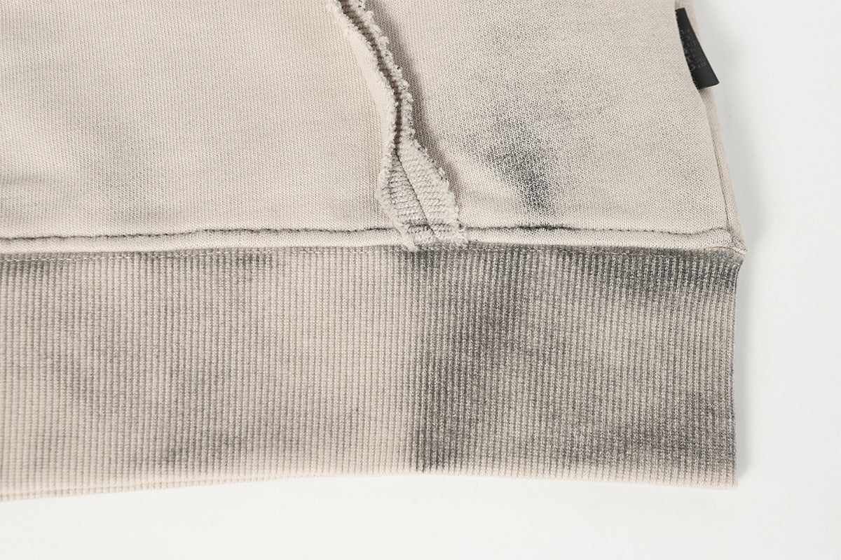 Deconstructed Asymmetric Zip Hoodie – Washed Oversized American Streetwear