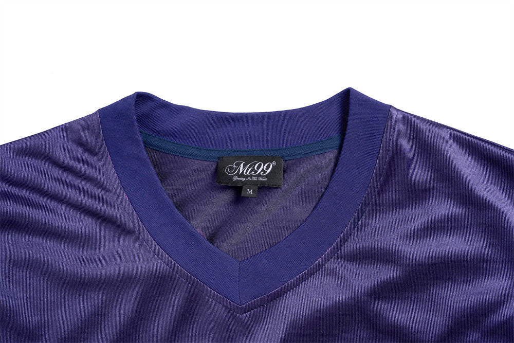V-Neck Football Jersey T-Shirt – Number 09 Patch Embroidery Mesh Splice Short