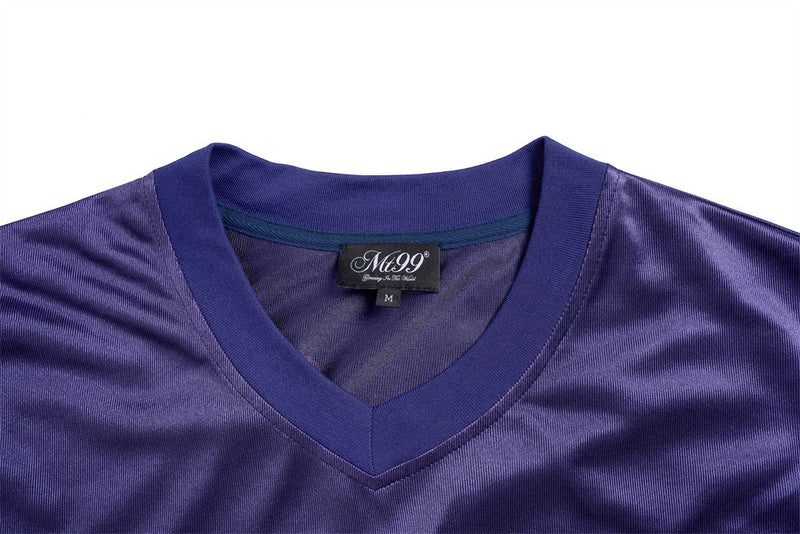 V-Neck Football Jersey T-Shirt – Number 09 Patch Embroidery Mesh Splice Short
