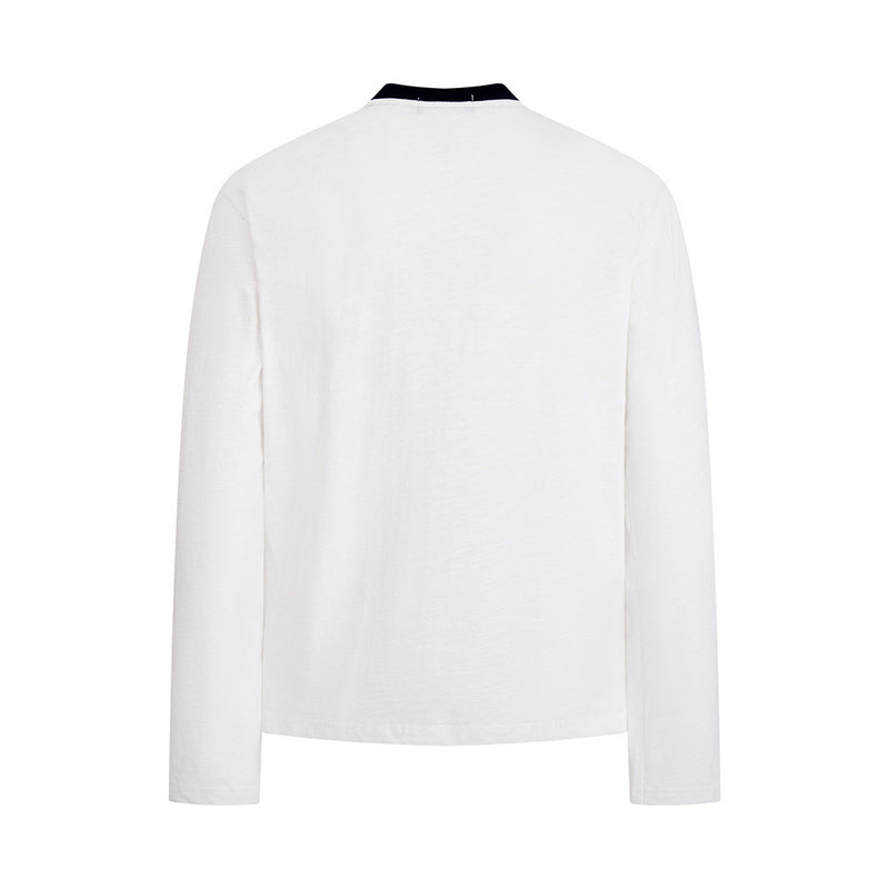 Long Sleeve Graphic Tee – Vintage American Band Print, Contrast Collar