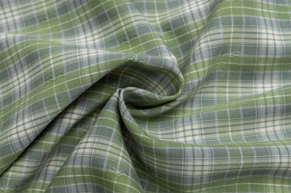 Grünes Karohemd für Herren mit Katzenstickerei – Oversized, Langarm, Button-down