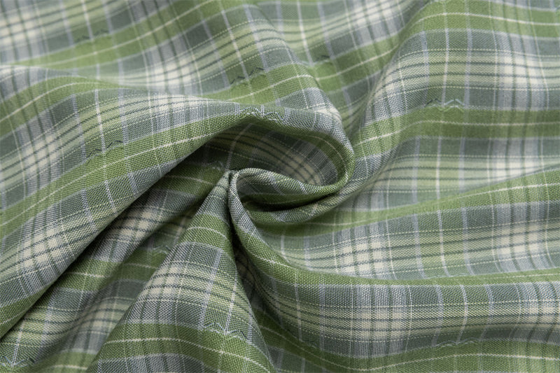 Grünes Karohemd für Herren mit Katzenstickerei – Oversized, Langarm, Button-down