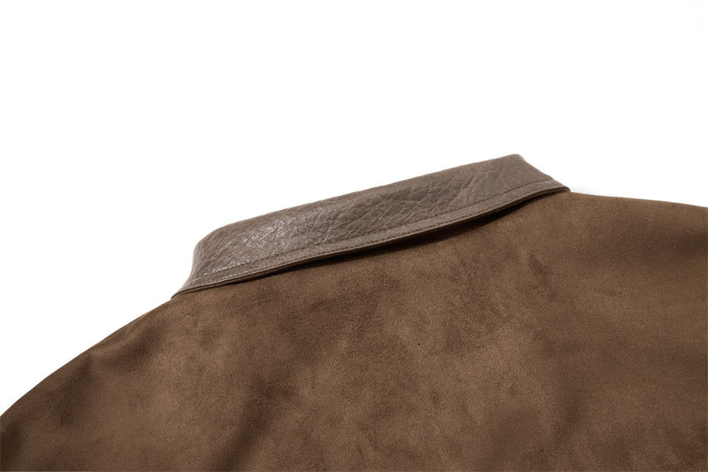 Blouson bomber rétro oversize – Homme, veste courte en similicuir à col revers workwear