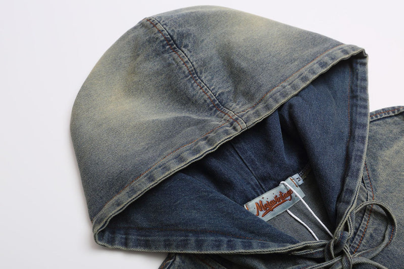 Denim Hoodie Vintage Washed Made Timeless Embroidery Oversized Fit