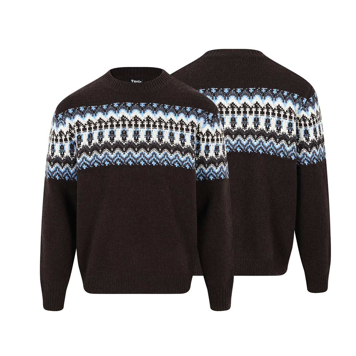 Fair Isle Jacquard Knitted Crew Neck Sweater – Vintage American Style