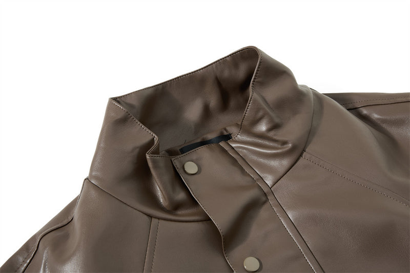 Veste homme oversize en similicuir PU, col montant, boutons-pression, coupe carrée