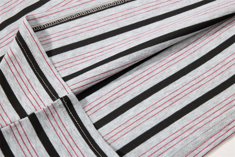 Striped Graphic T-Shirt – Mafaero Worldwide Oversized Crew Neck Tee
