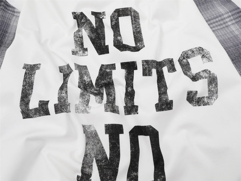 No Limits No Fears Karo-Langarmshirt – Oversized Graphic für Herren
