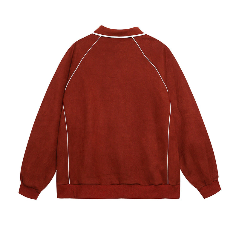 Varsity Number 93 Polo Collar Sweatshirt with Piping Detail