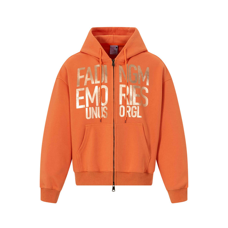 Sweat à capuche zippé Fading Memories à imprimé lettering – Sweatshirt streetwear hip-hop