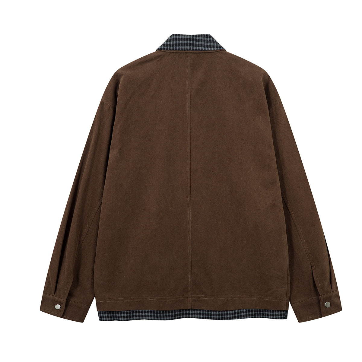Men's Plaid-Lined Zip-Up Harrington Jacket – Layered Collar Workwear Coat