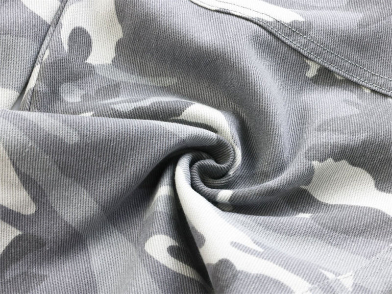 Mens Baggy Cargo Jeans Wide Leg White Camo Pants