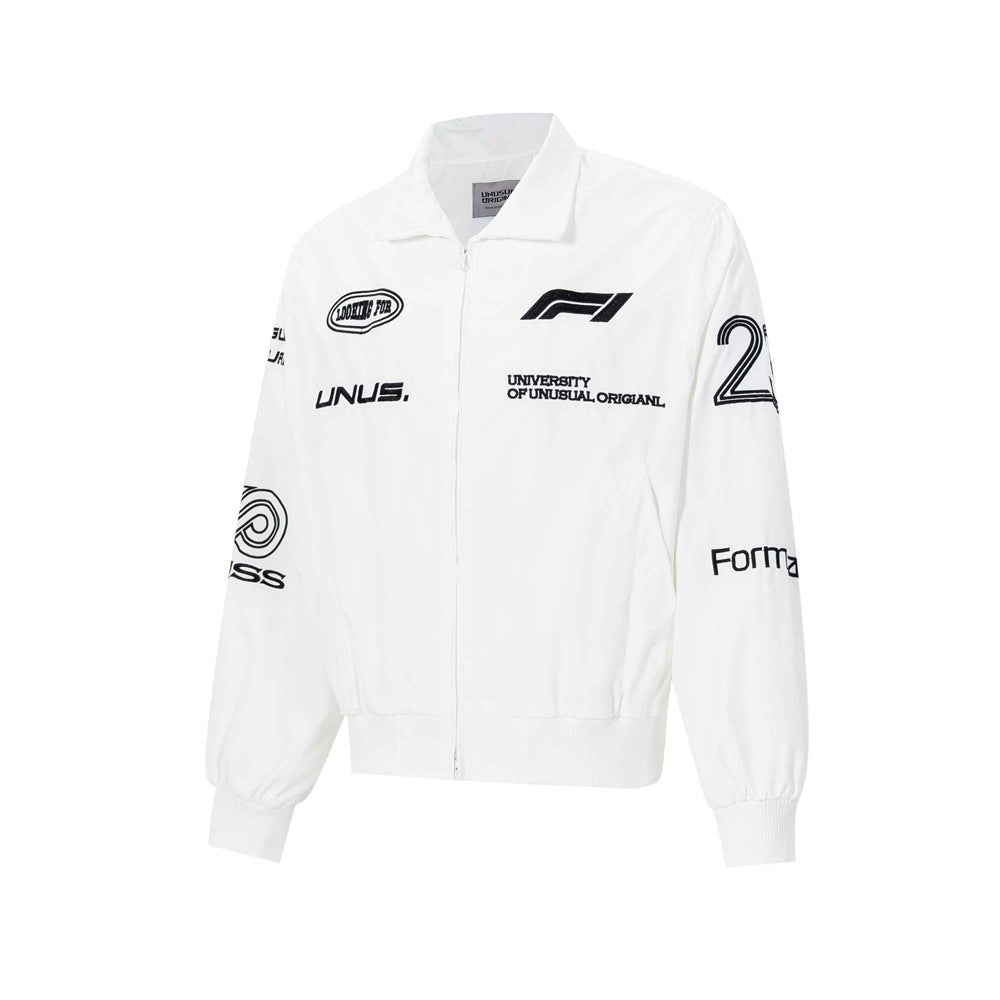 Veste zippée brodée F1 Racing – Bomber homme style sport automobile