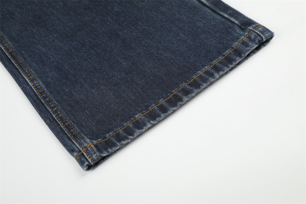 Men's Washed Distressed Straight-Leg Jeans with Union Jack Back Pockets
