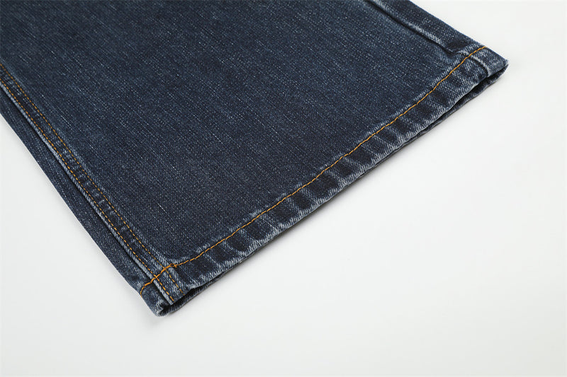 Men's Washed Distressed Straight-Leg Jeans with Union Jack Back Pockets
