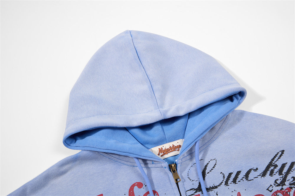 Punk Graphic Zip-Up Hoodie – Vintage Spray-Dye Oversized Streetwear Jacket