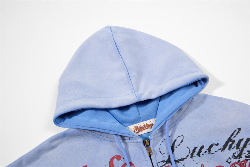 Punk Graphic Zip-Up Hoodie – Vintage Spray-Dye Oversized Streetwear Jacket