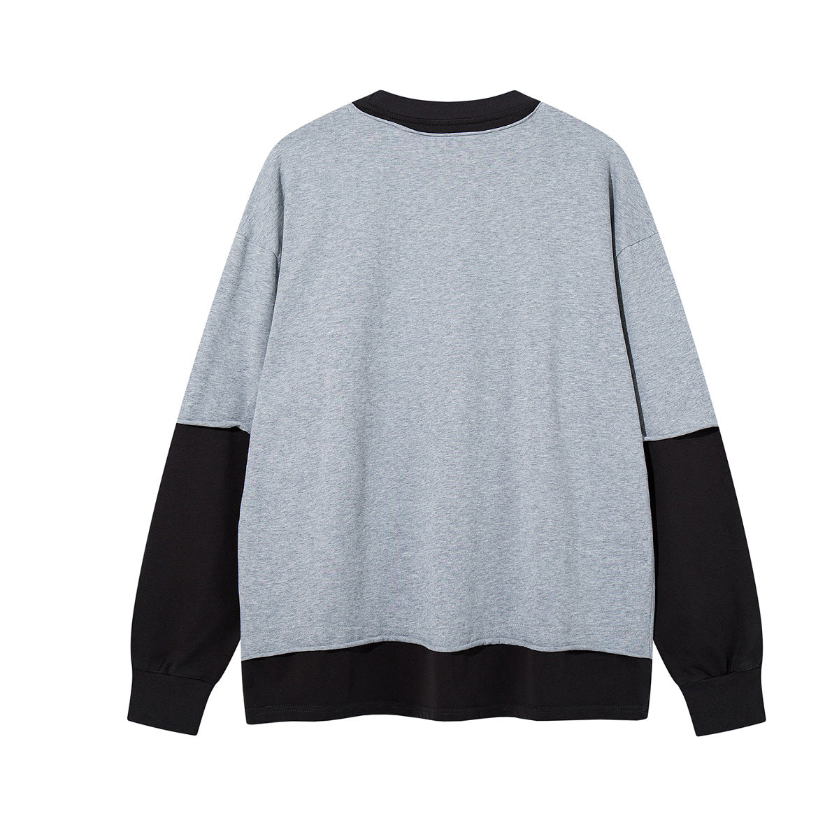 T-shirt oversize color block à motif, manches longues – Haut streetwear à effet deux pièces