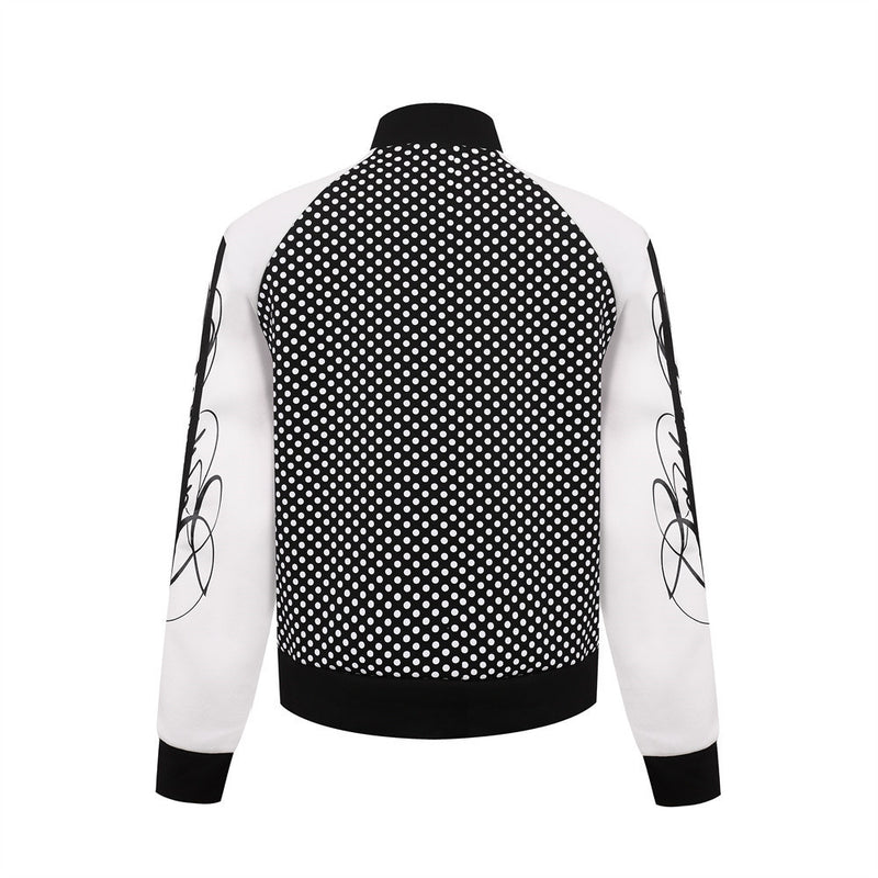 Men's Polka Dot Track Jacket – Stand Collar Full-Zip Sport Coat with Stripe