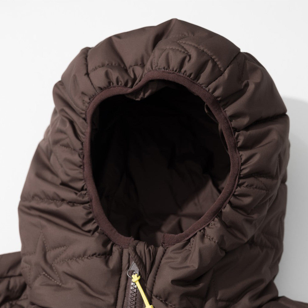 Star-Quilted Hooded Puffer Jacket – Embossed Five-Point Star Design