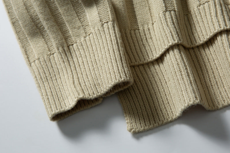 Ribbed Knit Crewneck Sweater — Oversized Fit, Solid Color