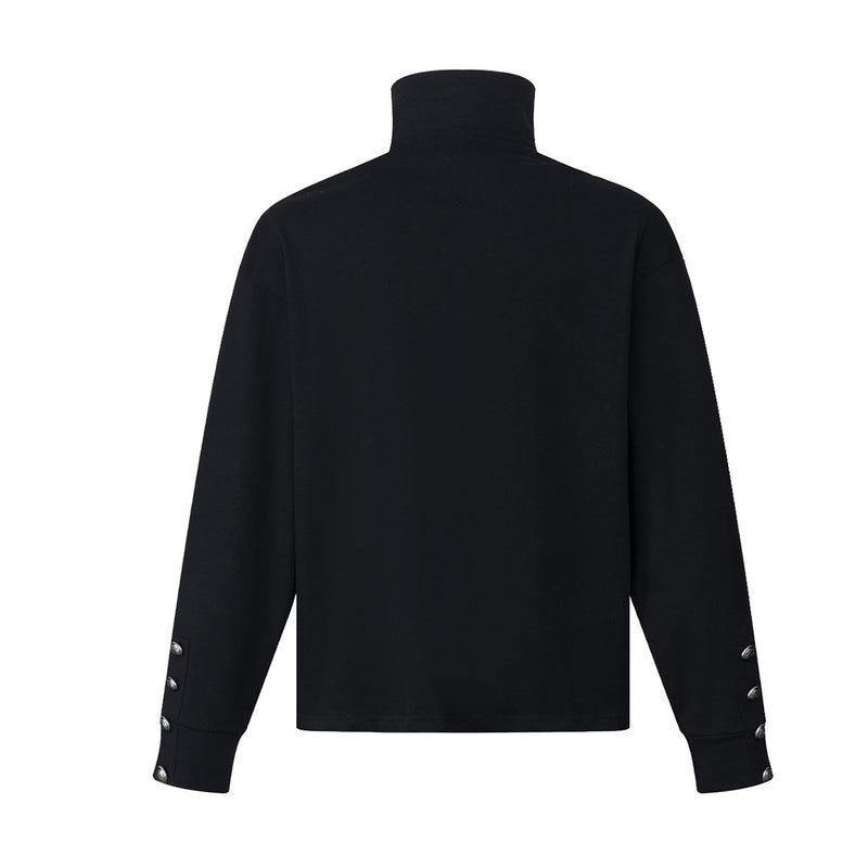 Chemise légère à manches longues, col montant, demi-zip, imprimé partition et chaîne