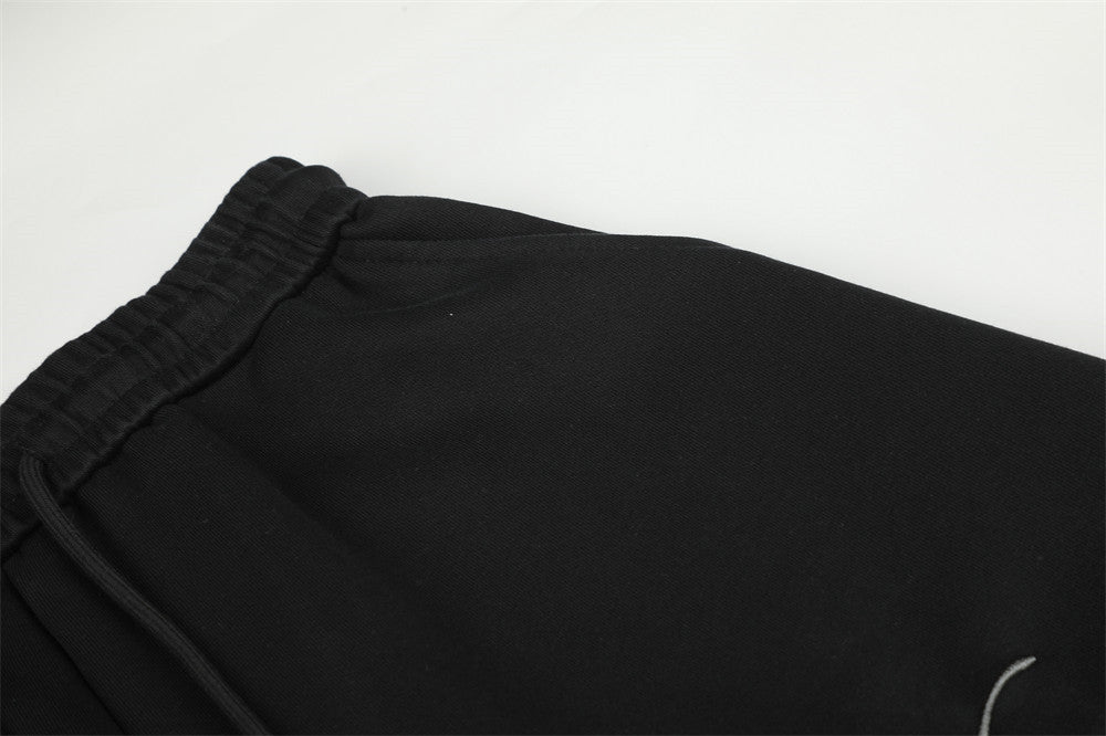 Wide-Leg Sweatpants with Gradient Wash, Letter Embroidery & Pintuck Detail