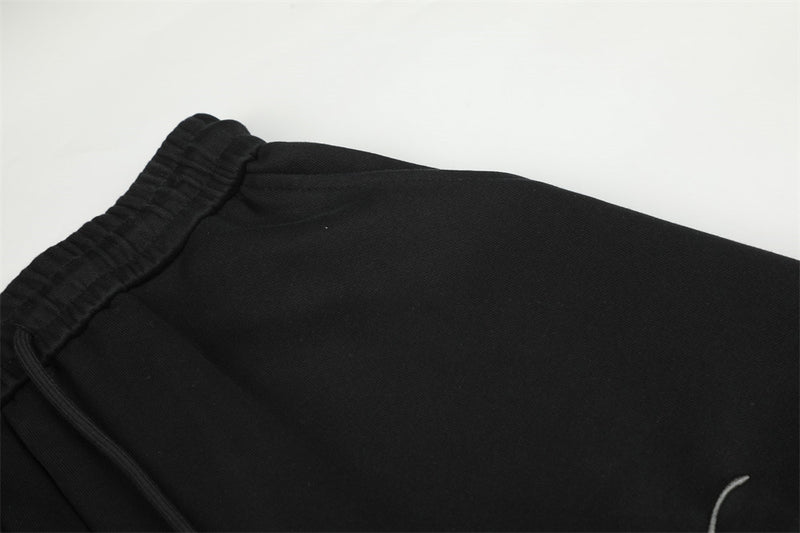 Wide-Leg Sweatpants with Gradient Wash, Letter Embroidery & Pintuck Detail