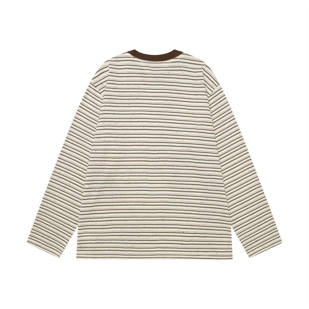 Gestreiftes Longsleeve mit Grafikprint – Retro-amerikanischer Schriftzug, Relaxed Fit