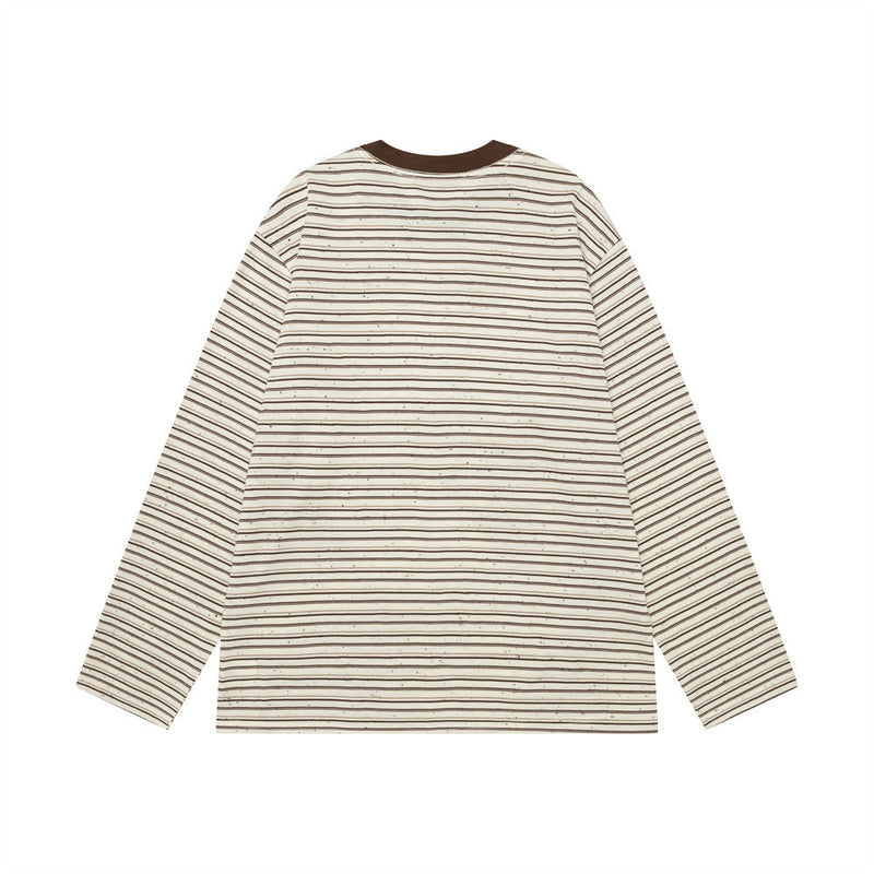 Gestreiftes Longsleeve mit Grafikprint – Retro-amerikanischer Schriftzug, Relaxed Fit