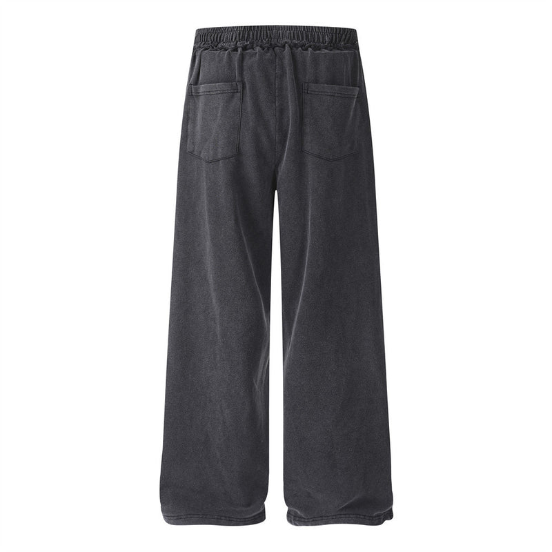 Pantalon de survêtement à jambes larges avec appliqué de lettres gothiques – Streetwear vintage délavé à l’acide