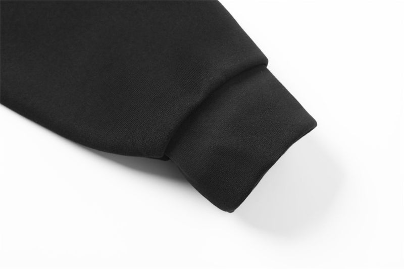 Zip-Up Hoodie Distressed Graphic Print Raglan Sleeve — Black