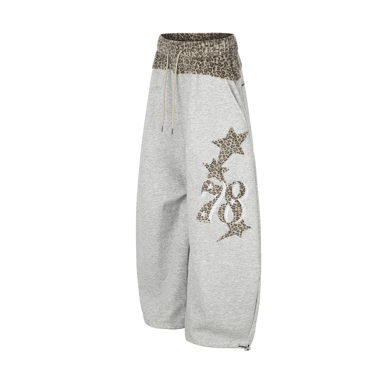 Baggy-Sweatpants mit Leopardenbund und Stern-Applikation
