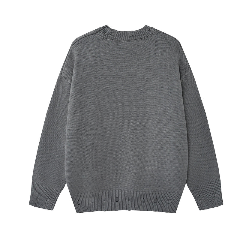 Pull en maille à lettres graffiti Wild Soul – Col rond oversize, style vintage américain