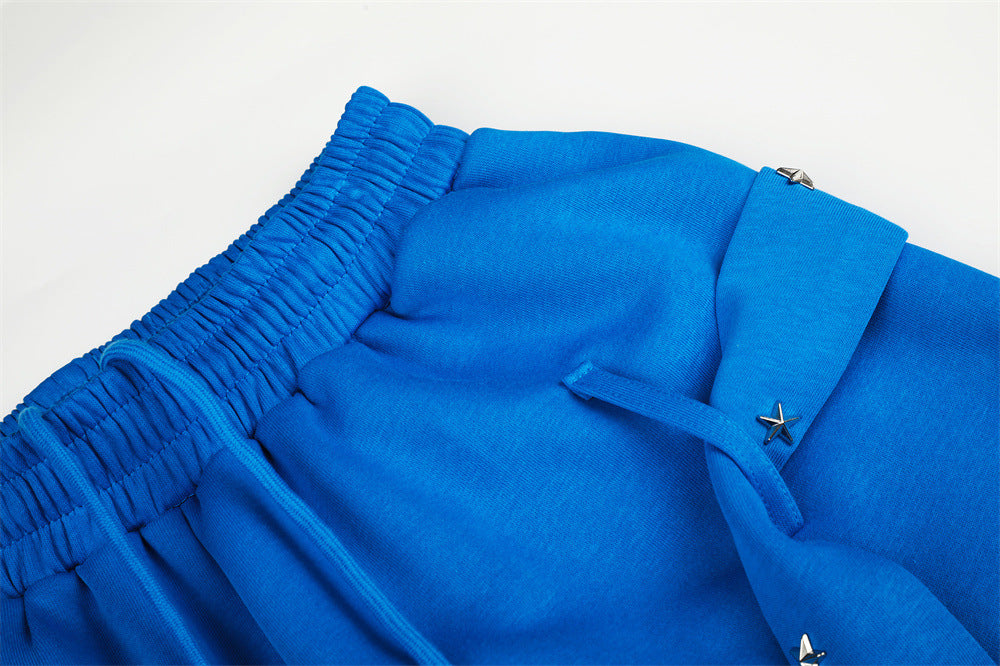Star Studded Belt Wide Leg Sweatpants – Oversized High Street Baggy Trousers