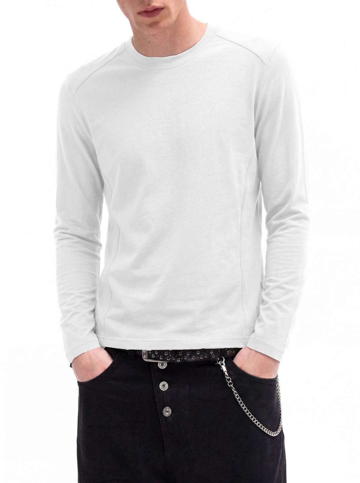 Men's Long Sleeve Crew Neck T-Shirt – Slim Fit Raglan Shoulder Tee