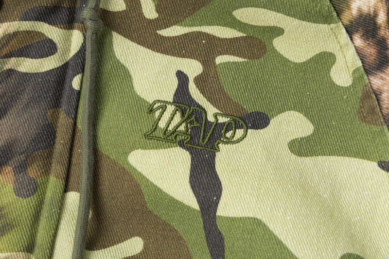 Camo Leopard Print Bomber Jacket with Faux Fur Hood