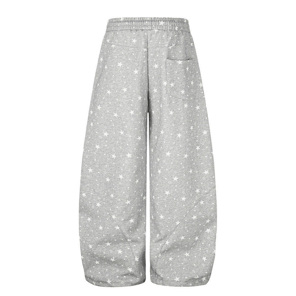 Star Print Wide-Leg Sweatpants – Oversized Streetwear Jogger Pants