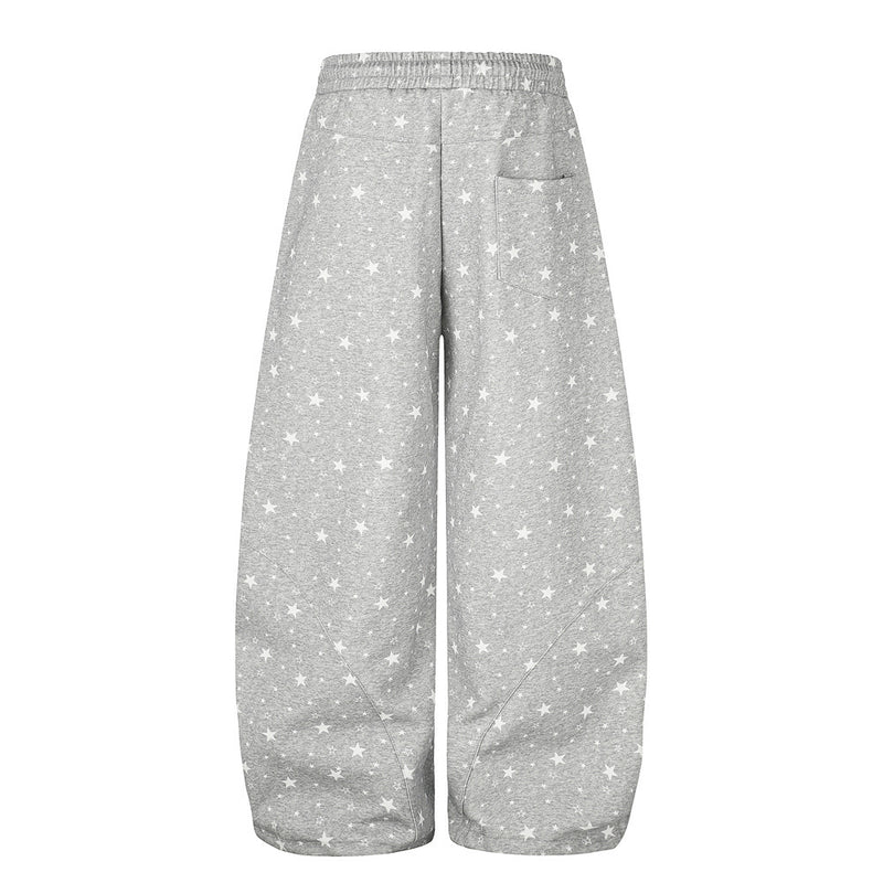 Star Print Wide-Leg Sweatpants – Oversized Streetwear Jogger Pants
