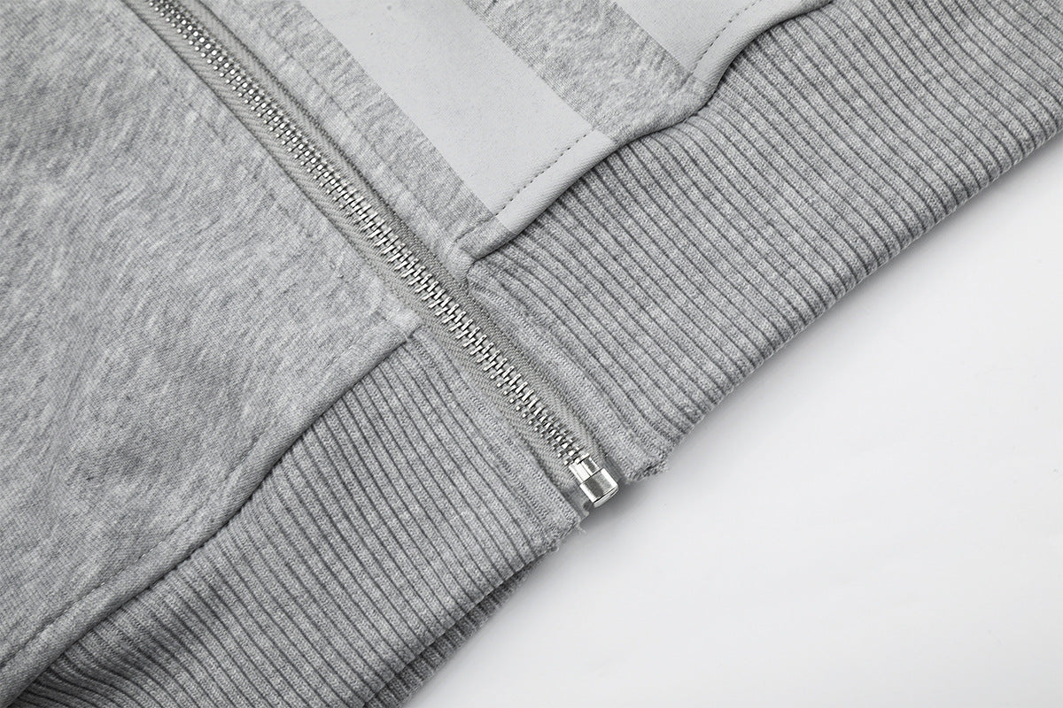Sweat à capuche zippé rétro à rayures américaines – Sweat varsity oversize